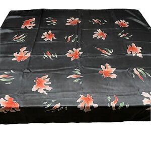 Hand Painted Silk Scarf Black Orange Peach Designs 44 x 44" Wearable Art Square
